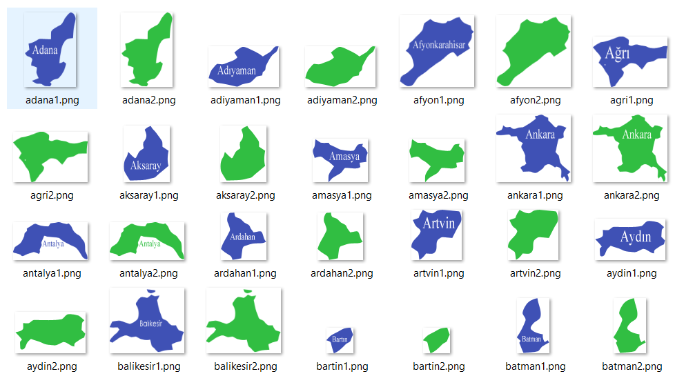 Tüm Türkiye İlleri ve Kıbrız PNG Görsel Haritaları